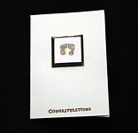 Golden Baby Footprints - Handcrafted New Baby Card - dr17-0043